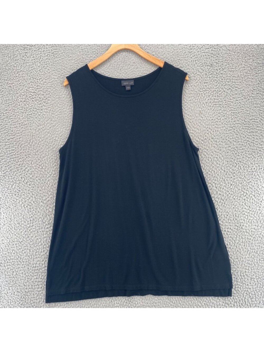 J Jill Top Womens Large Wearever Black Stretch Knit Sleeveless Round Neck Tunic